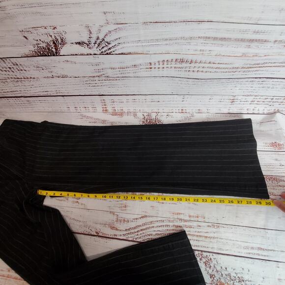 NYDJ Black Pin Stripe Wide Leg Jeans 10 Retro Relaxed Flare Denim Trousers Pants - Picture 10 of 11